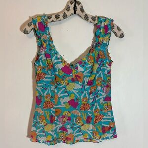 ❤️SOLD❤️ NANETTE LEPORE Blue Silk Printed Top Size 0